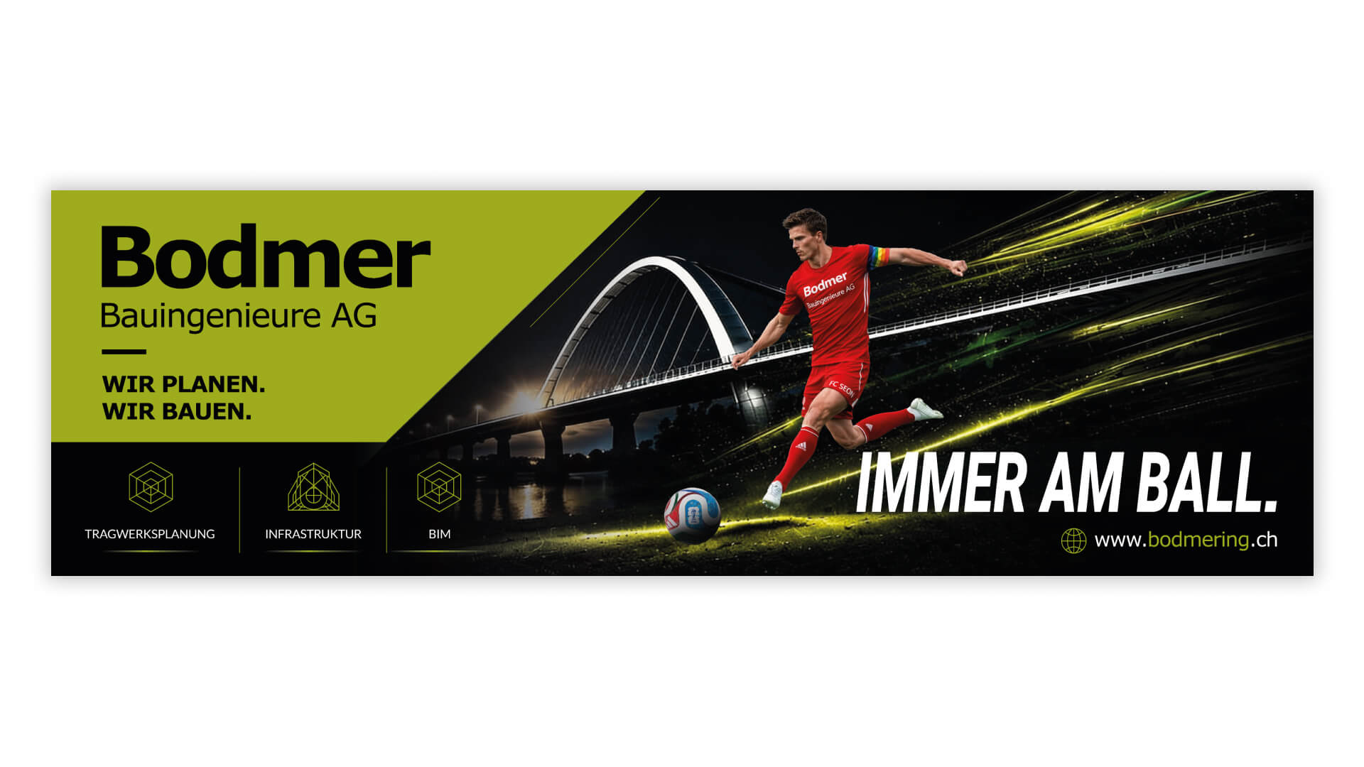 Bandenwerbung Bodmer Bauingenieure