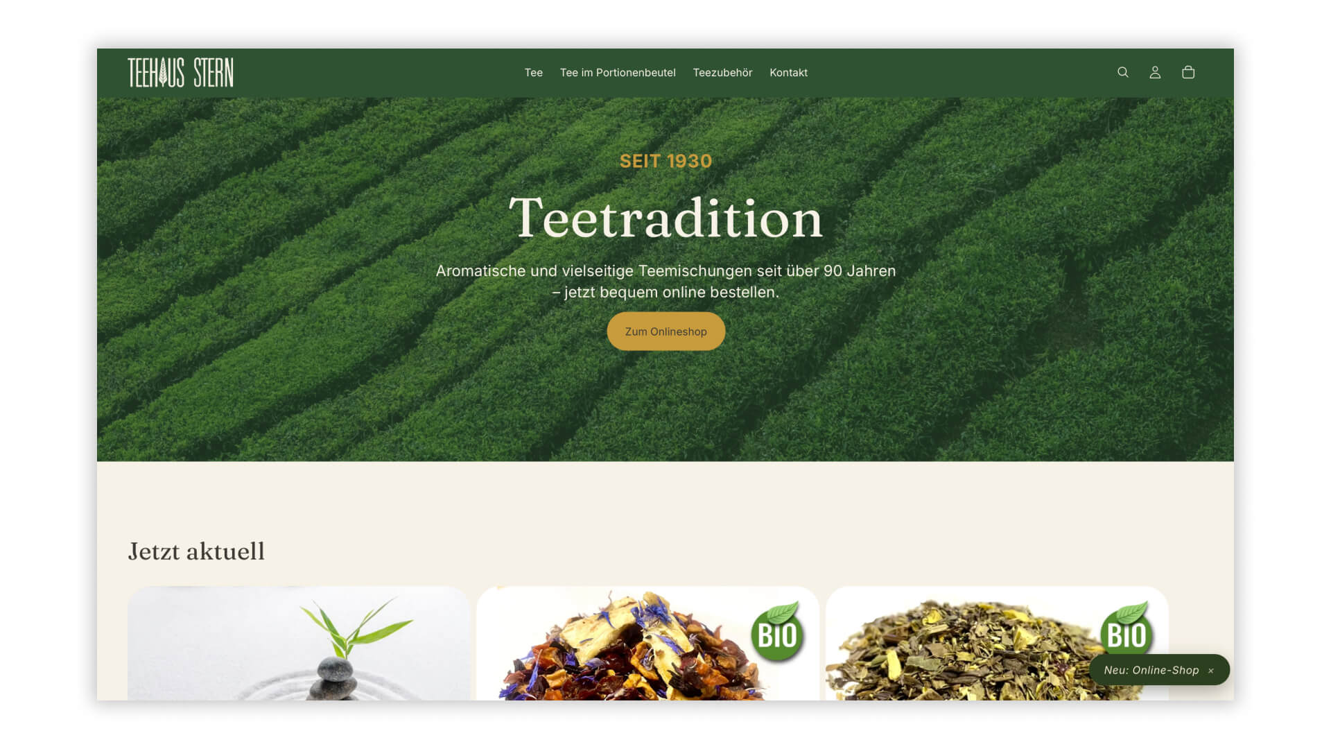 Webseite für Teehaus Stern